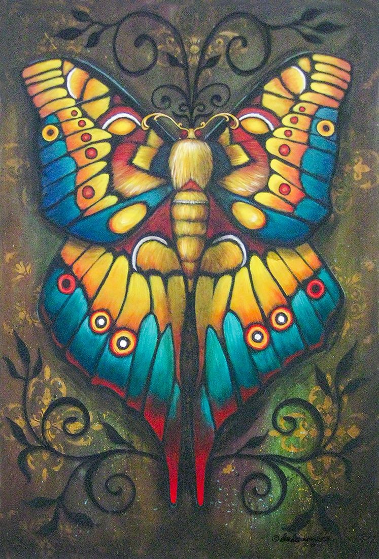 Golden Moth- art nouveau style moth